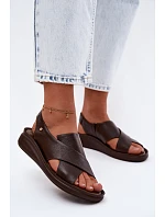 Zazoo 40392 Kožené dámské sandály čokoládové