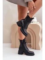 Zateplené dámske členkové topánky z prírodnej kože Vinceza 66671 Black