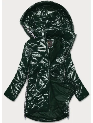 Ľahká zelená lesklá dámska bunda s lemovkami (LD7258BIG)