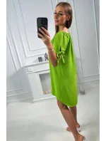 Šaty s viazaním na rukávoch pistáciovej farby Šaty s viazaním na rukávoch pistáciovej farby