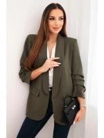 Bunda s klopou elegantný khaki