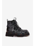 Skórzane Lakierowane Botki Damskie Artiker 57C0065 Szare