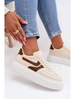 Dámské tenisky na platformě s eko semišem béžové Cadrina