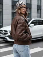 Dámska kožená bunda bomber hnedá FashionStreet TY5219