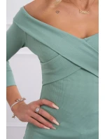 Blúzka s výstrihom do V tmavo mätová