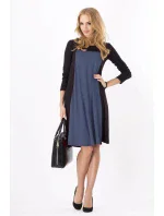 Dámske šaty voľný strih 3/4 rukáv vhodné aj pre tehotné stredne dlhé grafitové - Čierna - Beyo Dámske šaty voľný strih 3/4 rukáv vhodné aj pre tehotné stredne dlhé grafitové - Čierna - Beyo