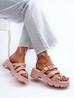 Pachnące Klapki Damskie Na Niskim Obcasie ZAXY NN285044 Jasnoróżowe