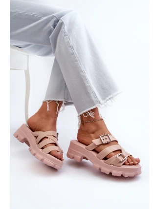 Pachnące Klapki Damskie Na Niskim Obcasie ZAXY NN285044 Jasnoróżowe