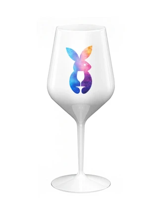ZAJÍČEK - bílá nerozbitná sklenice na víno 470 ml