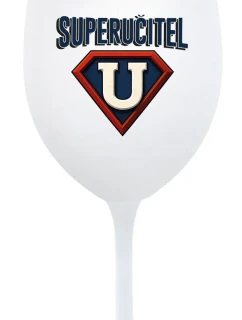 SUPERUČITEL (ZNAK) - bílá sklenice na víno 350 ml