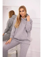 Zateplený set s mikinou s kapucňou šedý