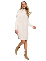 Dámske svetrové šaty s vysokým golierom M635 - Moe