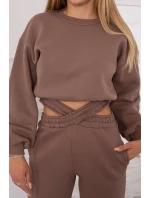 Zateplený set s krátkou mikinou mocca