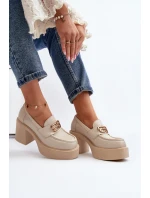 Zazoo 20170 Dámske kožené topánky na podpätku light beige Zazoo 20170 Dámske kožené topánky na podpätku light beige