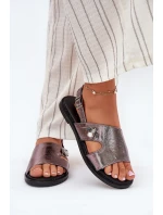 Sandały Damskie Płaskie Z Ozdobnym Detalem Vinceza 17378 Srebrne