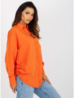 Oranžová oversize košeľa na gombíky s manžetami