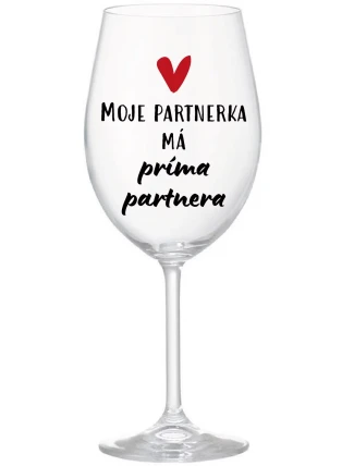 Môj partner má priateľského partnera - číry pohár na víno 350 ml Môj partner má priateľského partnera - číry pohár na víno 350 ml