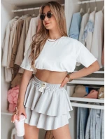 FALBELA mini sukňa s volánom svetlo sivá FashionStreet CY0496 FALBELA mini sukňa s volánom svetlo sivá FashionStreet CY0496