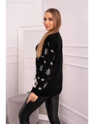 Vianočný sveter so sobom čierny