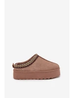 Dětské zimní boty pro mládež s výšivkou na platformě Khaki Jolisse