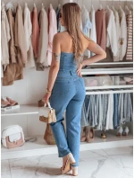 Dámsky džínsový overal s korzetom GORSETTA modrý FashionStreet EY2588