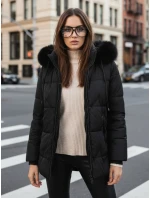 Dámska zimná prešívaná bunda s kapucňou čierna FashionStreet TY5330
