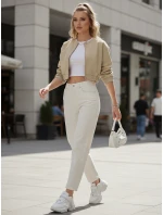 Dámske džínsy s vysokým pásom mom fit krémové FashionStreet UY2860 Dámske džínsy s vysokým pásom mom fit krémové FashionStreet UY2860