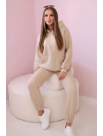 Bavlnená súprava s potlačou svetlo béžovej farby