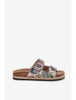 Wzorzyste Klapki Damskie Na Korkowej Platformie Z Klamrami Lee Cooper LCW-25-35-3483L Multikolor