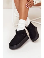 Śniegowce Damskie Na Platformie Ocieplane Futerkiem Czarne Vesirae