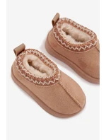 Śniegowce Botki Dziecięce Na Platformie Ocieplane Futerkiem Beżowe Vilabria