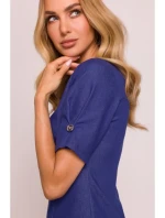 M842 Džínsové šaty so záhybmi - modré