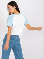 Bielo-modré krátke tričko s bavlnenou potlačou