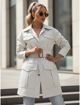 VERMONT dámsky prechodný kabát s viazaním svetlosivý FashionStreet NY0581 VERMONT dámsky prechodný kabát s viazaním svetlosivý FashionStreet NY0581