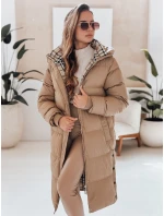 WINTERMISS dámska zimná dlhá prešívaná bunda s kapucňou tmavo béžová FashionStreet TY4966