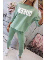 Sada s potlačou Queen tmavo mätová