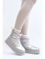 Śniegowce Damskie Na Masywnej Platformie Srebrne Fionia