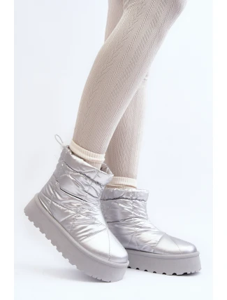 Śniegowce Damskie Na Masywnej Platformie Srebrne Fionia