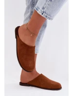 Dámské ploché sandály z eko semiše Camel Veronelle