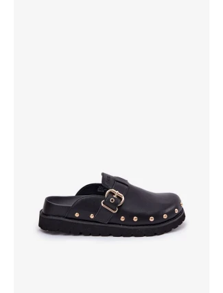 Dámske kožené papuče na platforme Big Star - čierne