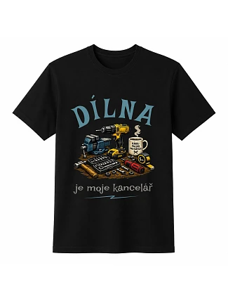 Pánske bavlnené tričko s potlačou – DIELŇA JE MOJA KANCELÁRIA – čierne