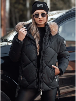 Dámska zimná bunda LESISI prešívaná s kapucňou čierna FashionStreet TY4716
