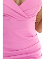 564-6 CALLIE Midi šaty s odhalenými ramenami a výstrihom - Candy Pink 564-6 CALLIE Midi šaty s odhalenými ramenami a výstrihom - Candy Pink