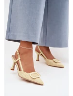 Dámské sandály na podpatku s ozdobným prvkem Žluté Eslina