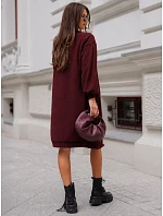 Dlhý dámsky oversize kardigán s vreckami, bordová farba, FashionStreet MY2584