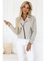 481-4 Semišové ramonesky s dlhými rukávmi a zipsami - svetlo béžové