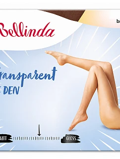 Priehľadné pančuchové nohavice bez zosilneného sedu TRANSPARENT 15 DEN – BELLINDA – hnedé