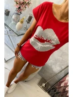 Blúzka s potlačou pier červená Blúzka s potlačou pier červená