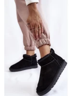 Damskie Zamszowe Niskie Śniegowce Czarne Shelie