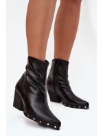 Botki Kowbojki Damskie Z Eko Skóry Na Słupku Czarne Abrielle